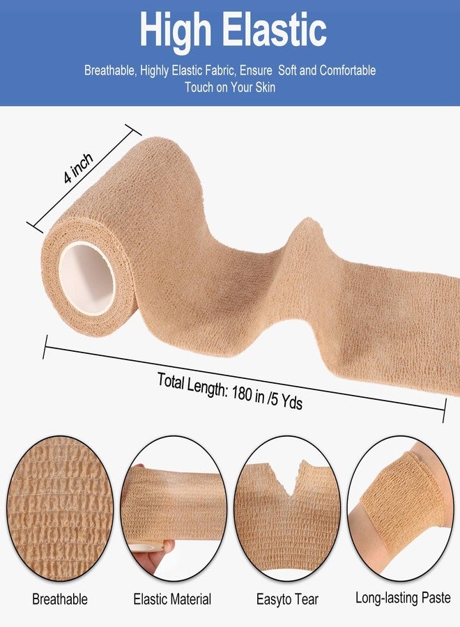 LDIWEE 24 Pack 4 Inch Self Adhesive Bandage Wrap - 5 Yard Cohesive Athletic Tape for First Aid, Medical, Sports, Ankle Wrist Sprains, Vet Wrap (Brown) - Image 3